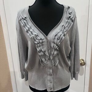 Worthington Silver Ruffled Cardigan